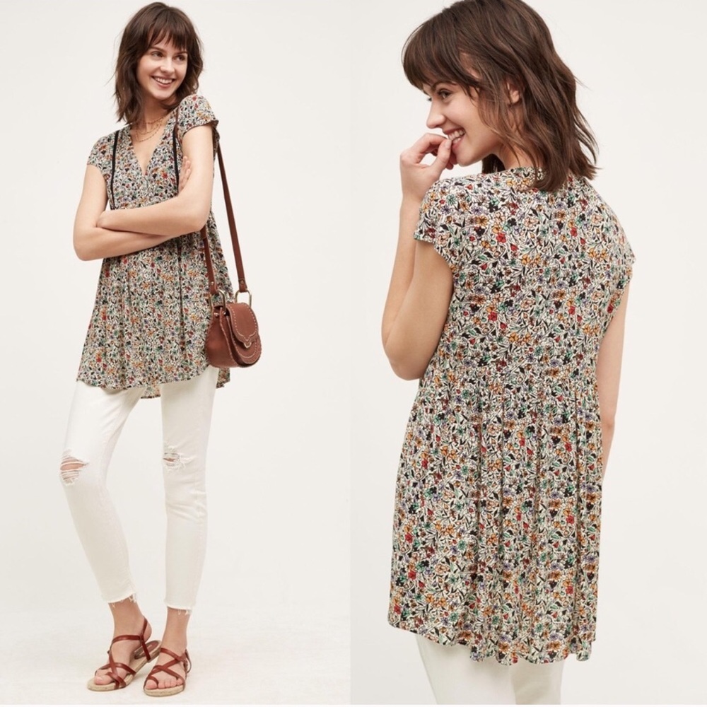 Anthropologie flower tunic top by Vanessa Virginia